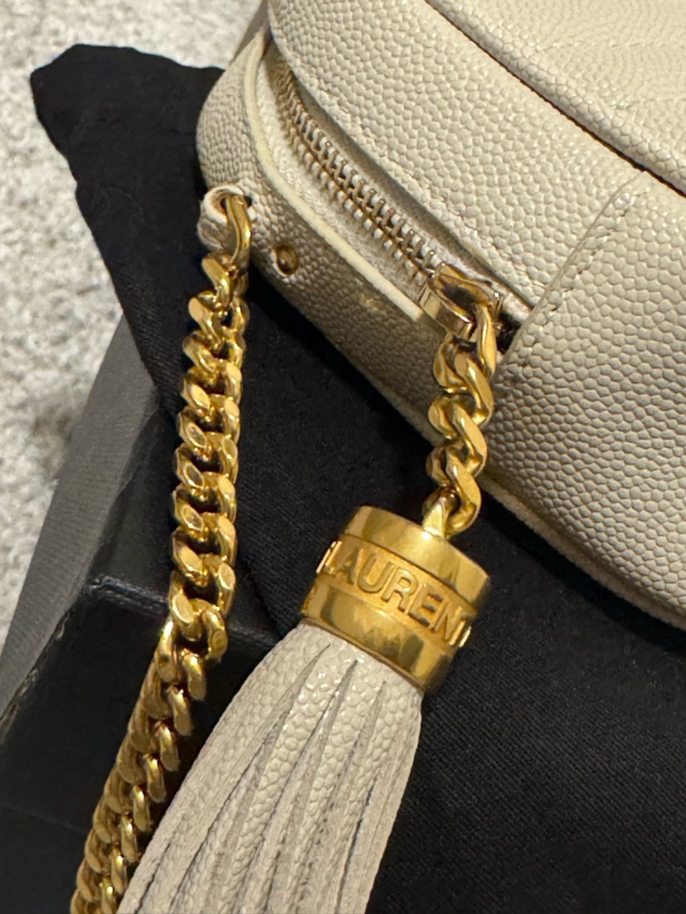 Saint Laurent Quilted Camera Crossbody Bag in Cream with Gold Hardware - Picture 2 of 16
